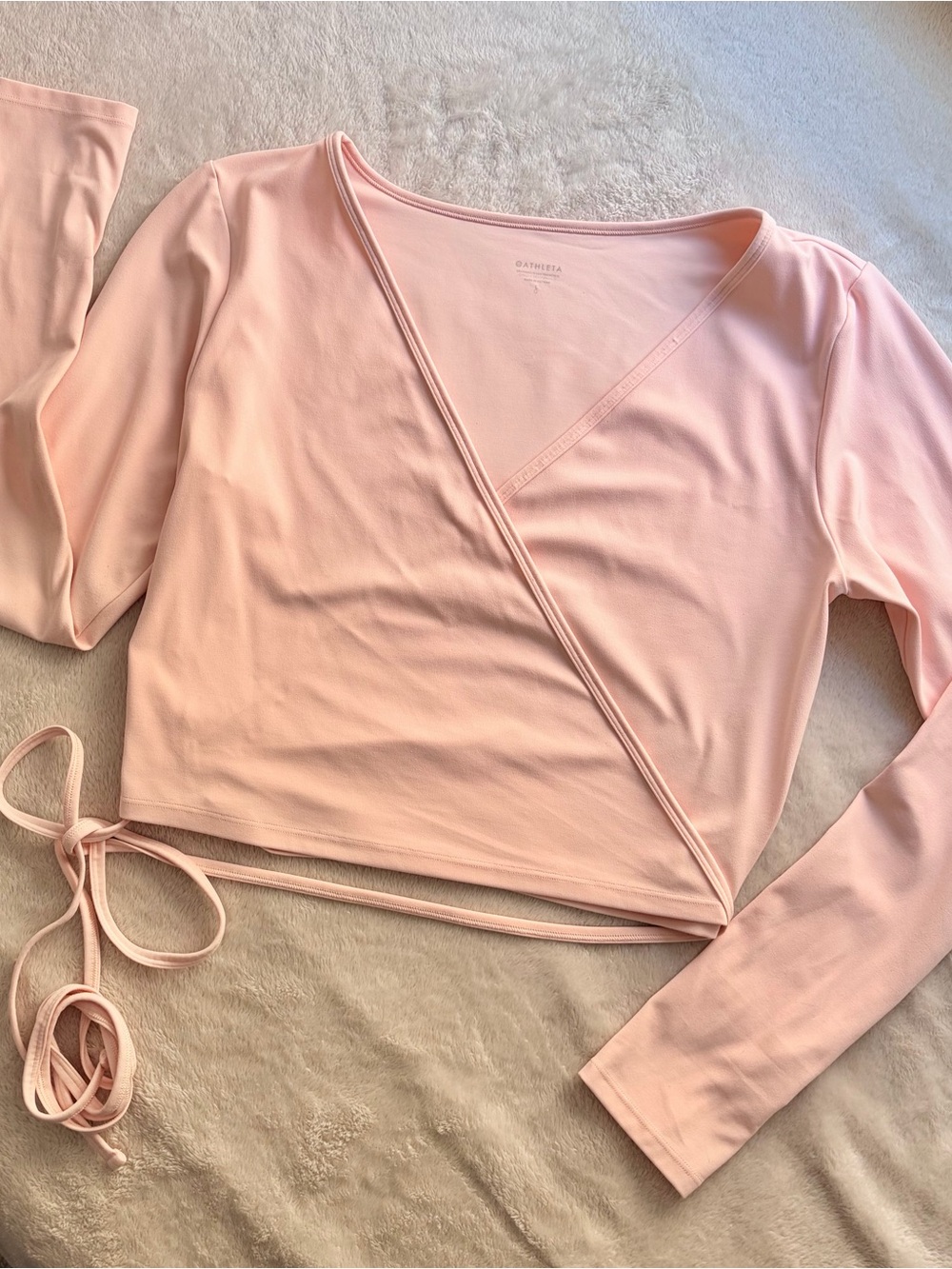 Athleta Wrap Front Long-Sleeve Top - Pink Large like new